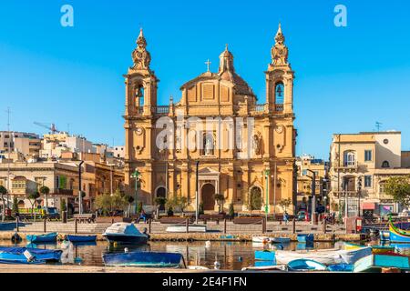 Baroque Church in Msida, Near Valletta, on the Island of Malta Stock Photo