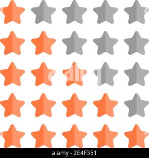 5 star rating set. Simple rounded shapes in grey and orange. Stock Vector