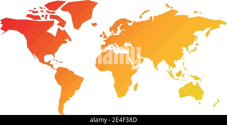 World map of colorful stripes. Diagonal stripes designed in gradient of warm colors. Simple flat vector illustration Stock Vector