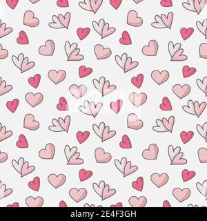 Seamless pattern with colorful hearts on a light background. Vector graphics. Suitable for the background of postcards, posters, printing on fabrics, Stock Vector