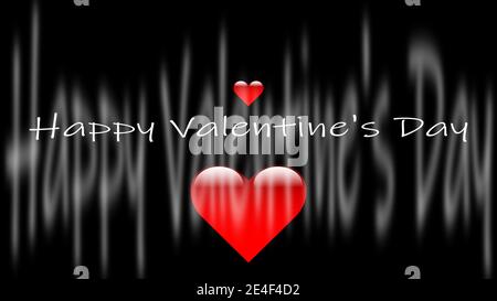 Valentines day banner template for social media advertising, invitation or poster design with red heart shapes on black background. Stock Photo