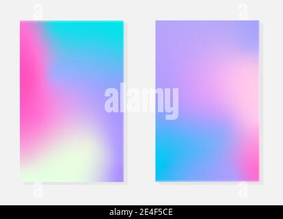 Vector holographic backgrounds in different colors. Iridescent Foil. Hologram to create trendy modern design. Stock Vector