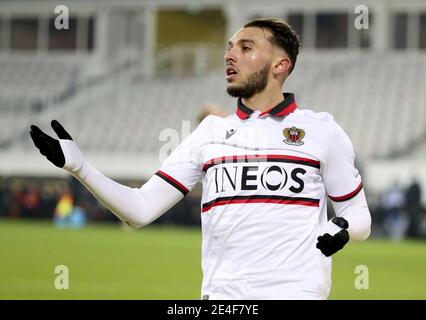 Amine Gouiri of Nice during the French championship Ligue 1 football match between RC Lens and OGC Nice on January 23, 2021 at stade Bollaert-Delelis in Lens, France - Photo Jean Catuffe / DPPI / LM Stock Photo