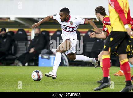 Myziane Maolida of Nice during the French championship Ligue 1 football match between RC Lens and OGC Nice on January 23, 2021 at stade Bollaert-Delelis in Lens, France - Photo Jean Catuffe / DPPI / LM Stock Photo