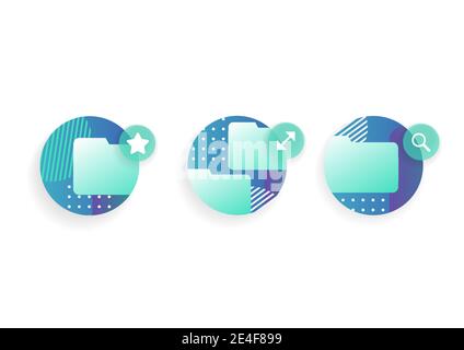 Abstract icons with folders  Stock Vector