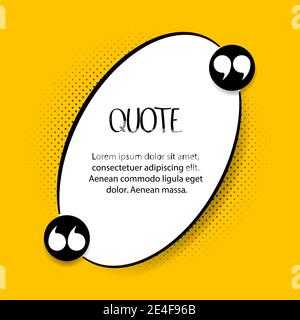 Quote frames on a yellow background. Blank template with print information for quote design. Vector illustration Stock Vector