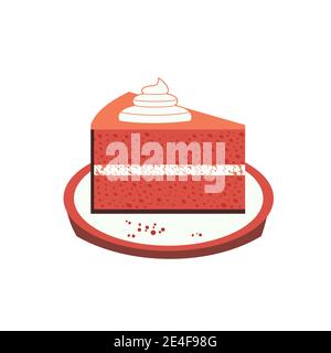 Homemade Red Velvet Cheesecake flat color vector icon Stock Vector