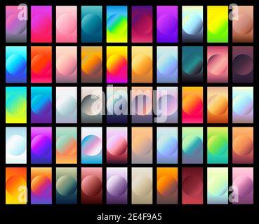 Round gradient set with modern abstract backgrounds. Colorful fluid covers for calendar, brochure, invitation, cards. Stock Vector