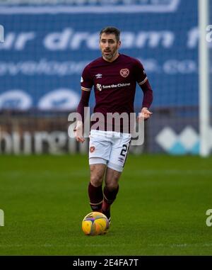 Scottish Championship - Heart of Midlothian v Raith rovers. Tynecastle Park, Edinburgh, Midlothian, UK. 23rd Jan, 2021. Hearts play host to Raith Rovers in the Scottish Championship at Tynecastle Park, Edinburgh. Pic shows: Hearts' Right-Back, Michael Smith, brings the ball upfield. Credit: Ian Jacobs/Alamy Live News Stock Photo