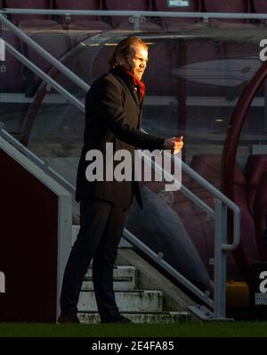 Scottish Championship - Heart of Midlothian v Raith rovers. Tynecastle Park, Edinburgh, Midlothian, UK. 23rd Jan, 2021. Hearts play host to Raith Rovers in the Scottish Championship at Tynecastle Park, Edinburgh. Pic shows: Hearts' manager, Robbie Neilson, during the first half. Credit: Ian Jacobs/Alamy Live News Stock Photo