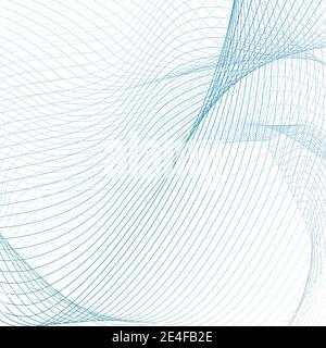 Modern sci-tech net background. Abstract wavy curves. Line art design in blue, gray, white. Technology grid pattern. Scientific template. Vector EPS10 Stock Vector