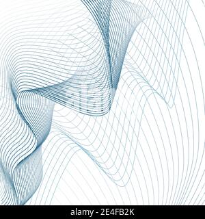 Blue net pattern, white background. Scientific and industrial template. Line art sci-tech design, techno grid. Abstract wavy curves. Vector EPS10 Stock Vector