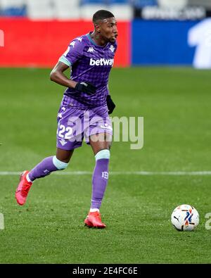 San Sebastian, Spain. 23 January, 2021. Emerson Aparecido of Real Betis Balompie in action during the La Liga match between Real Sociedad CF and Real Betis Balompie played at Reale Arena. Credit: Ion Alcoba/Capturasport/Alamy Live News Stock Photo