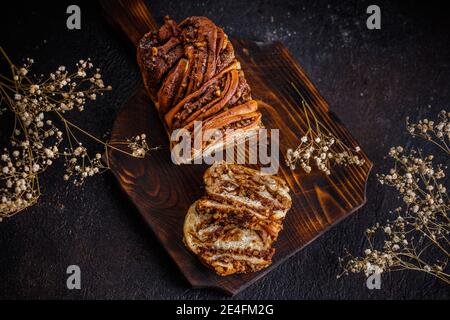 Swirl brioche or traditional Polish babka cake Stock Photo