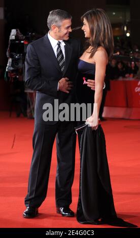 US actor George Clooney and girlfriend Italian actress Elisabetta Canalis pose during the premiere of the movie 'Up in the Air' at the 4th Rome Film Festival, in Rome, Italy on October 17, 2009. Photo by ABACAPRESS.COM Stock Photo