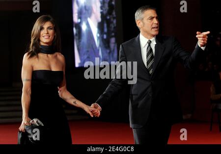 US actor George Clooney and girlfriend Italian actress Elisabetta Canalis pose during the premiere of the movie 'Up in the Air' at the 4th Rome Film Festival, in Rome, Italy on October 17, 2009. Photo by ABACAPRESS.COM Stock Photo