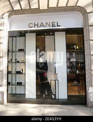 A Lily Allen's model is pictured in the windows of the Chanel store on 57th  Street,