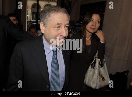 Jean Todt and his wife Malasian Michelle Yeoh arriving at the hotel Westin in Paris, France on October 23, 2009. Jean Todt was elected president of motor racings governing body FIA beating Finnish candidate Ari Vatanen. Todt was the big favorite after getting backing from outgoing FIA president Max Mosley and Formula One boss Bernie Ecclestone. The 63-year-old Frenchman was elected to a four-year term, beating Vatanen 135-49 in the voting at FIAs annual general meeting in Paris. The FIA said 12 votes were ruled as invalid or abstentions. Photo by ABACAPRESS.COM Stock Photo