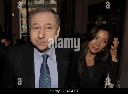 Jean Todt and his wife Malasian Michelle Yeoh arriving at the hotel Westin in Paris, France on October 23, 2009. Jean Todt was elected president of motor racings governing body FIA beating Finnish candidate Ari Vatanen. Todt was the big favorite after getting backing from outgoing FIA president Max Mosley and Formula One boss Bernie Ecclestone. The 63-year-old Frenchman was elected to a four-year term, beating Vatanen 135-49 in the voting at FIAs annual general meeting in Paris. The FIA said 12 votes were ruled as invalid or abstentions. Photo by ABACAPRESS.COM Stock Photo