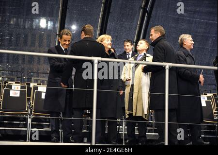 French President Nicolas Sarkozy, Russian President Dmitry Medvedev, German Chancellor Angela Merkel and her husband Joachim Sauer attend concert of the Berliner Staatskapelle during the celebrations marking the 20th anniversary of the fall of the Berlin Wall in Berlin, Germany on November 9, 2009. Photo by Elodie Gregoire/ABACAPRESS.COM Stock Photo