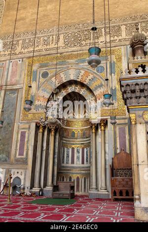 Stone Relief on the Wall of the Sultan Hassan Mosque in Cairo, Egypt Stock Photo