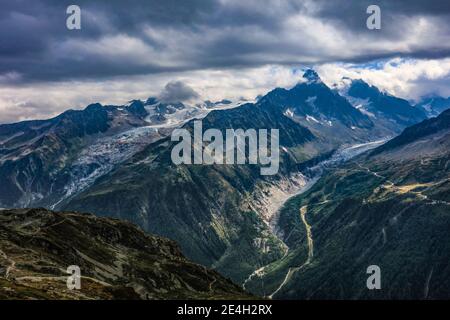 A superb day hike to Lac Blanc in the French Alps above Chamonix Stock Photo