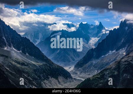 A superb day hike to Lac Blanc in the French Alps above Chamonix Stock Photo