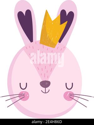 cute and little rabbit with crown character vector illustration design ...