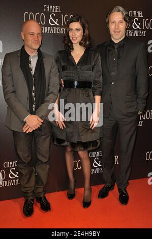 Director Jan Kounen, Anna Mouglalis and Mads Mikkelsen attending the  premiere of 'Coco Chanel and Igor Stravinsky' held at the Gaumont Opera  Theater in Paris, France on December 15, 2009. Photo by Giancarlo  Gorassini/ABACAPRESS.COM Stock