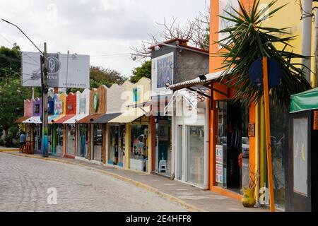 Tibau do Sul, Rio Grande do Norte / Brazil - January 19, 2021: set of commercial stores in the village of Pipa, in Natal, Rio Grande do Norte. Stock Photo