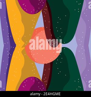 abstract landscape mountains contemporary aesthetic sun panoramic vector illustration Stock Vector