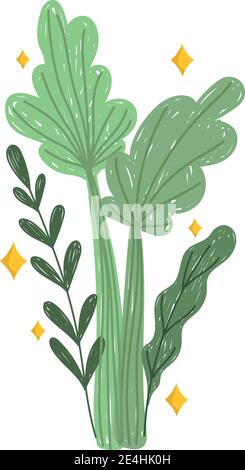 cartoon celery leaves fresh vegetable cheerful food mascot icon vector illustration Stock Vector