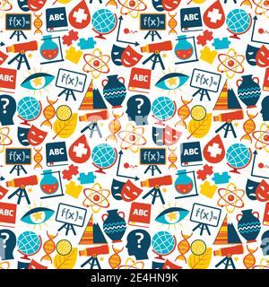 Education colored seamless pattern with science areas symbols vector illustration Stock Vector