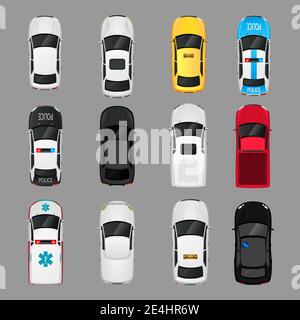 Cars transport top view icons set isolated vector illustration Stock ...