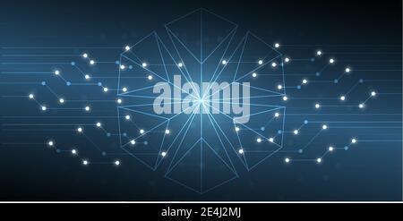 Abstract digital technology with geometric and blue background.Vector illustration.Eps10 Stock Vector