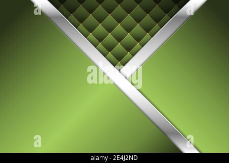 Elegant metallic background of green gradient with upholstery and gold line.Vector illustration.Eps10 Stock Vector