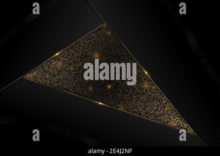 Luxury dark metallic of black and gold with circular glowing golden dots modern design.Vector illustration.Eps10 Stock Vector