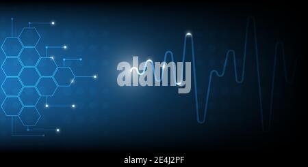Abstract blue technology background.Glowing light digital hi-tech hexagons concept.Vector illustration.Eps10 Stock Vector
