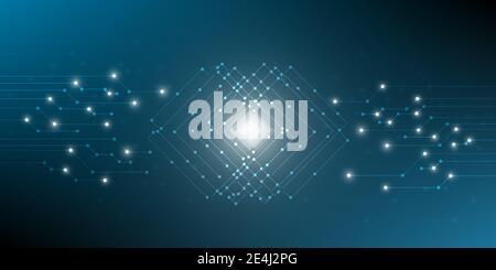 Abstract digital technology with lighting blue background.Vector illustration.Eps10 Stock Vector