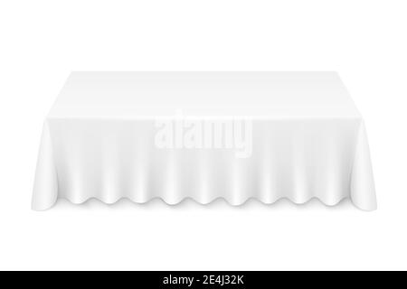 White rectangular table with tablecloth vector illustration isolated Stock Vector