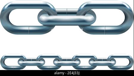 Metal silver chain links vector illustration isolated Stock Vector