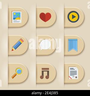Media symbol on paper cuts vector illustration Stock Vector