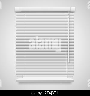 Realistic closed shutters window, front view vector illustration isolated on white Stock Vector