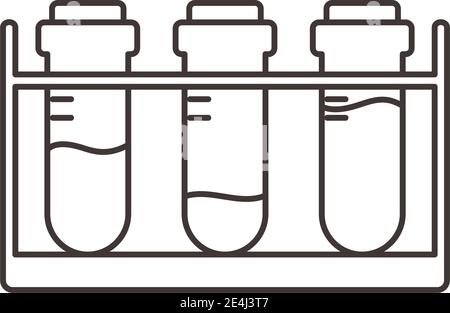 Test tubes rack linear icon. Thin line illustration. Contour symbol ...