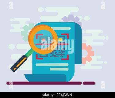 scan qr code on invoice concept vector illustration Stock Vector