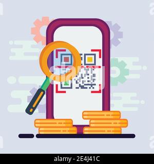 smartphone scan qr code payment concept vector illustration Stock Vector