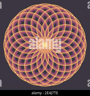 An abstract circular retro line art background image. Stock Vector