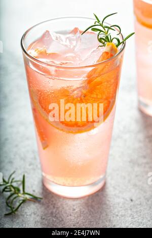 Cold and refreshing summer grapefruit cocktail Stock Photo