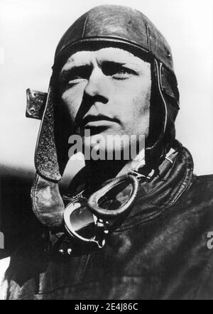 Charles Lindbergh (1902-1974), American pilot who made the first solo transatlantic flight on May 20-21, 1927, traveling from New York to Paris aboard the Spirit of St. Louis. Stock Photo