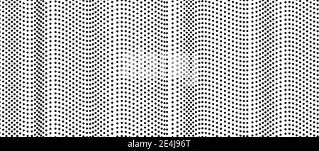 Black and white dotted background. Abstract halftone pattern. Squiggle spotted lines. Monochrome design. Vector waves. Modern digital graphic. EPS10 Stock Vector
